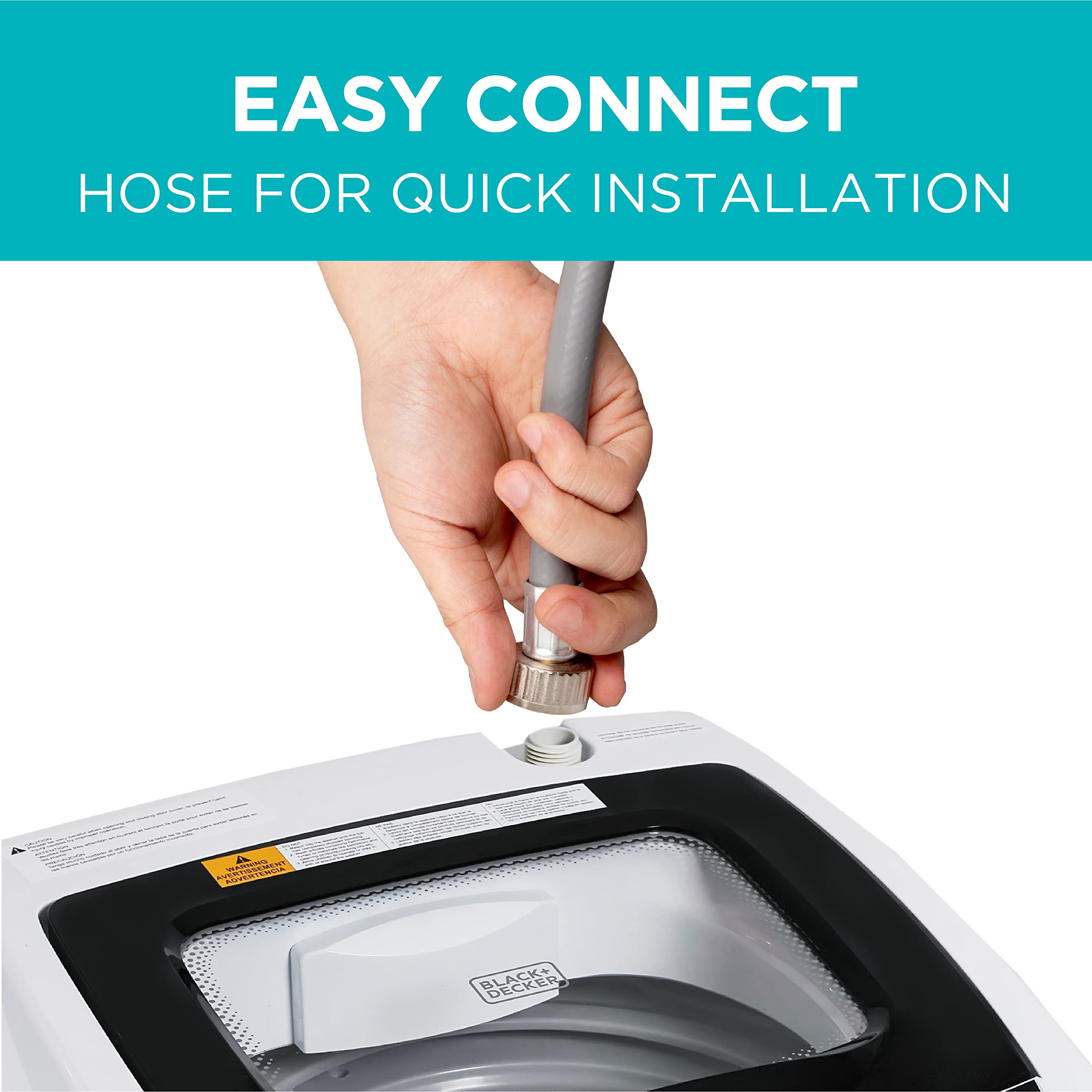 0.9 Cu. Ft. Portable Washer, 6.6 lb. Capacity Washing Machine for Homes & Apartments, 5 Wash Cycles, Quick Connect Sink Adapter and Drain Hose Included, Transparent Lid, BPWM09W, White