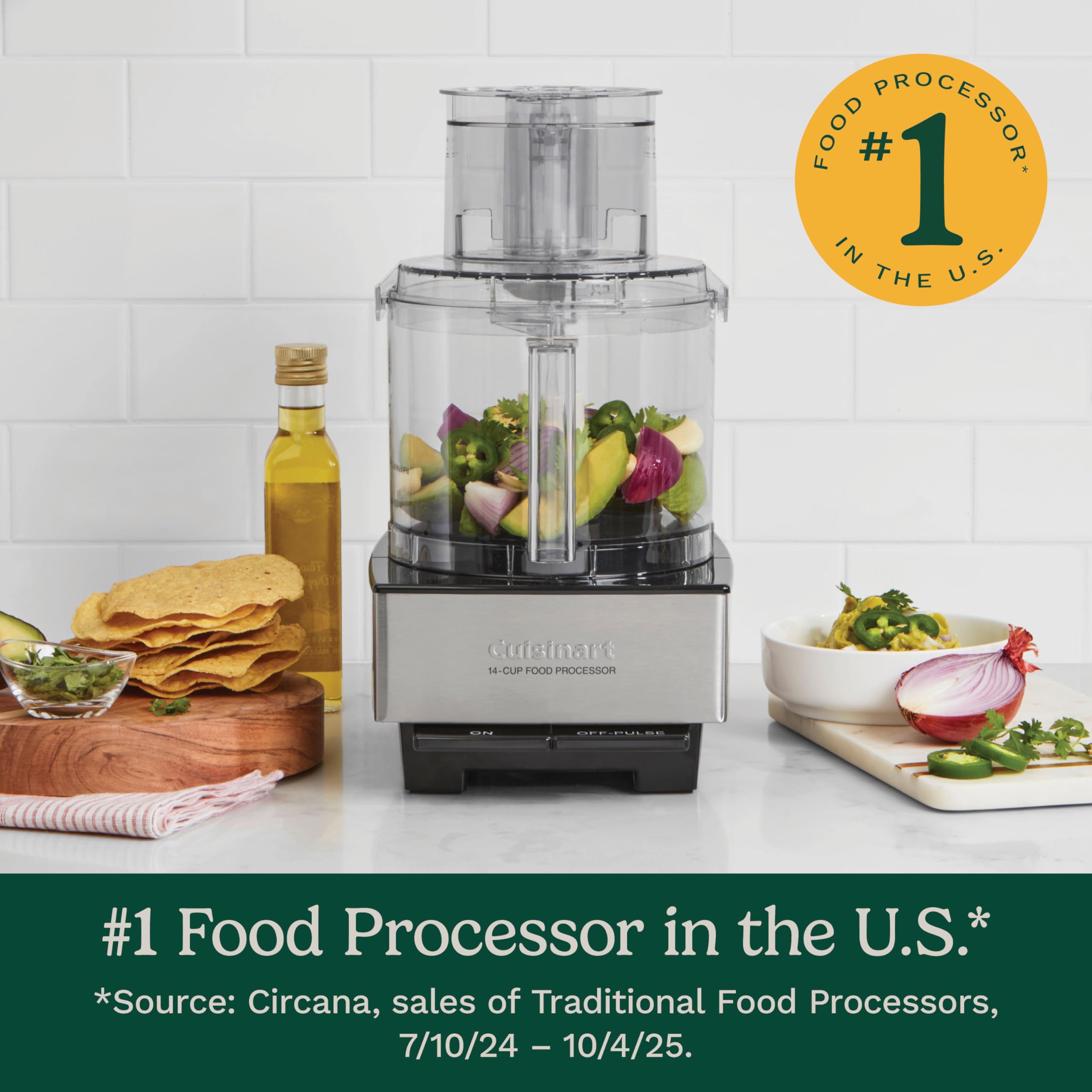 Food Processor, 14-Cup Vegetable Food Chopper for Mincing, Dicing, Shredding, Puree & Kneading Dough, 720-Watt Motor, Stainless Steel, DFP-14BCNY