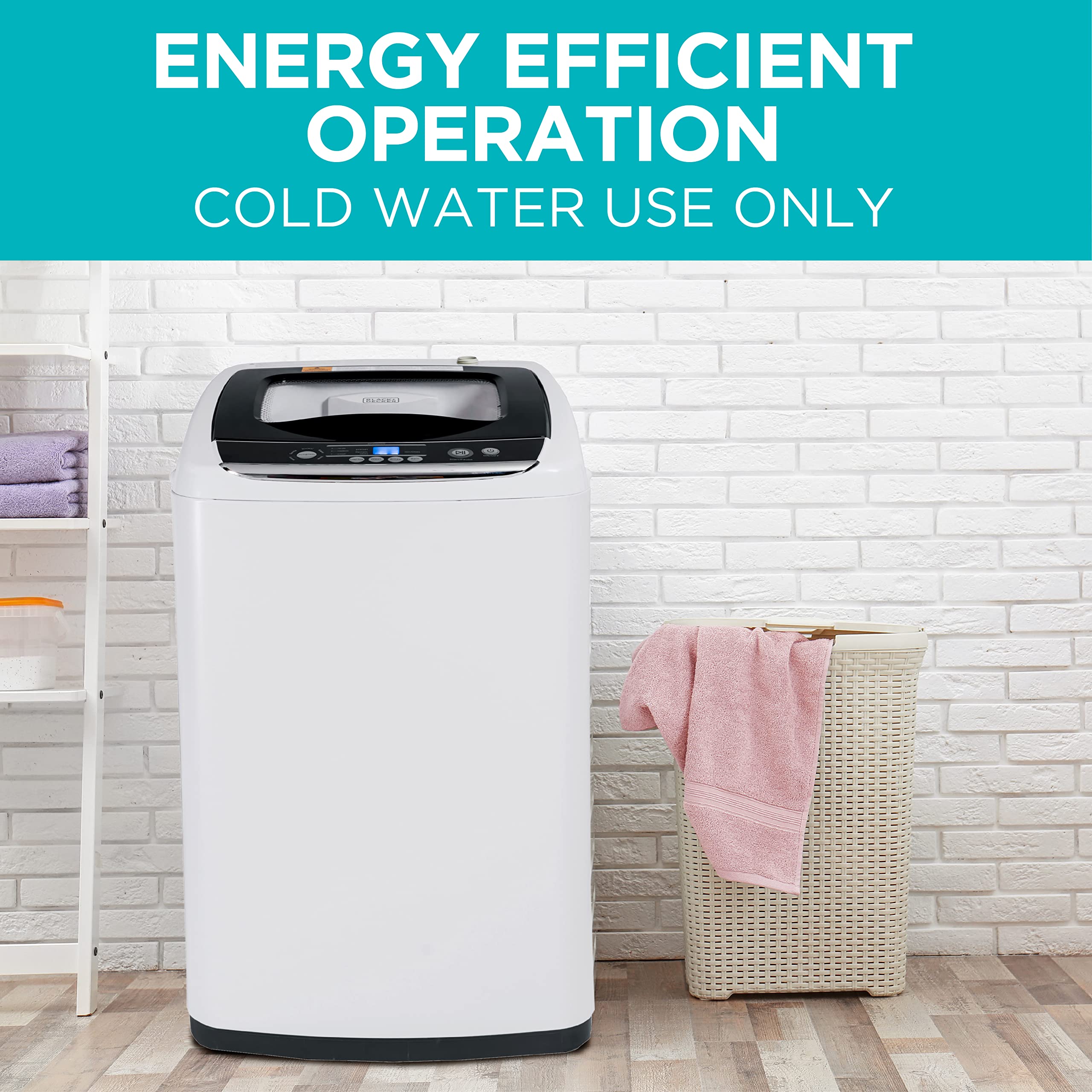 0.9 Cu. Ft. Portable Washer, 6.6 lb. Capacity Washing Machine for Homes & Apartments, 5 Wash Cycles, Quick Connect Sink Adapter and Drain Hose Included, Transparent Lid, BPWM09W, White